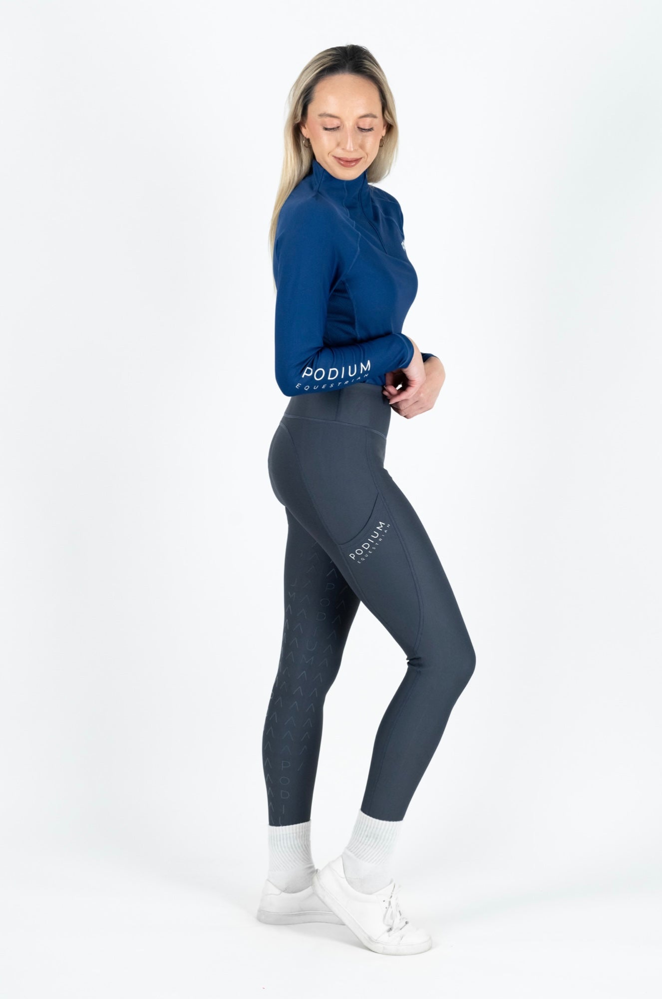 High Performance Riding Tights with Pockets - Steel Grey