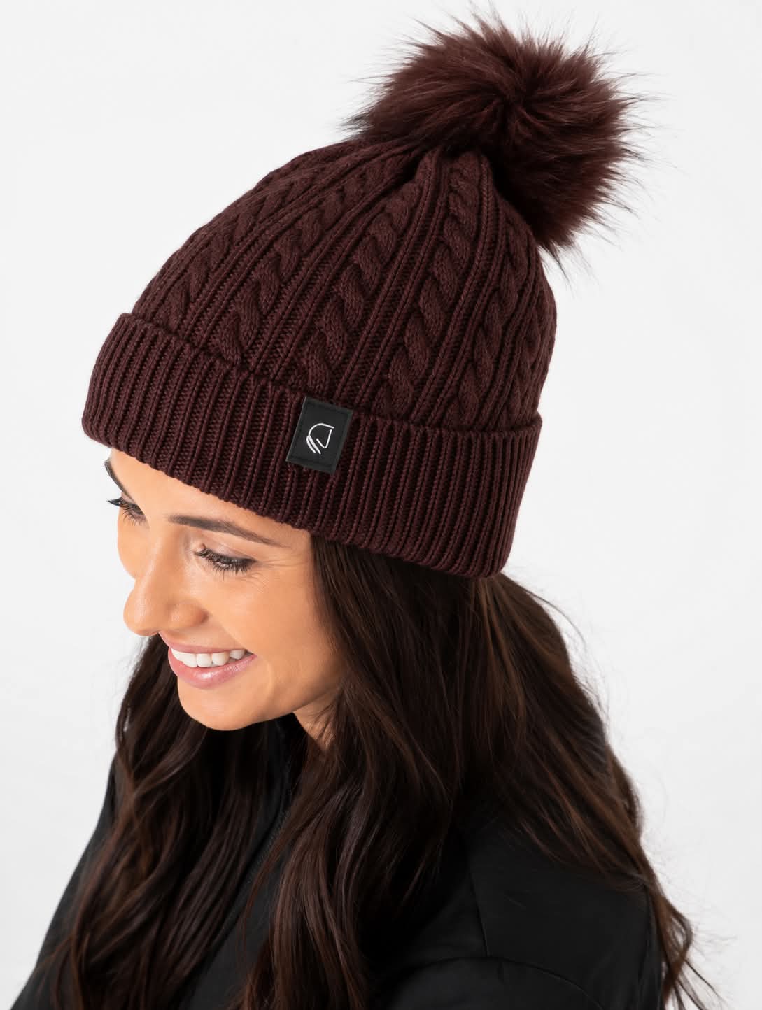 POM POM BEANIE - CHOCOLATE BROWN