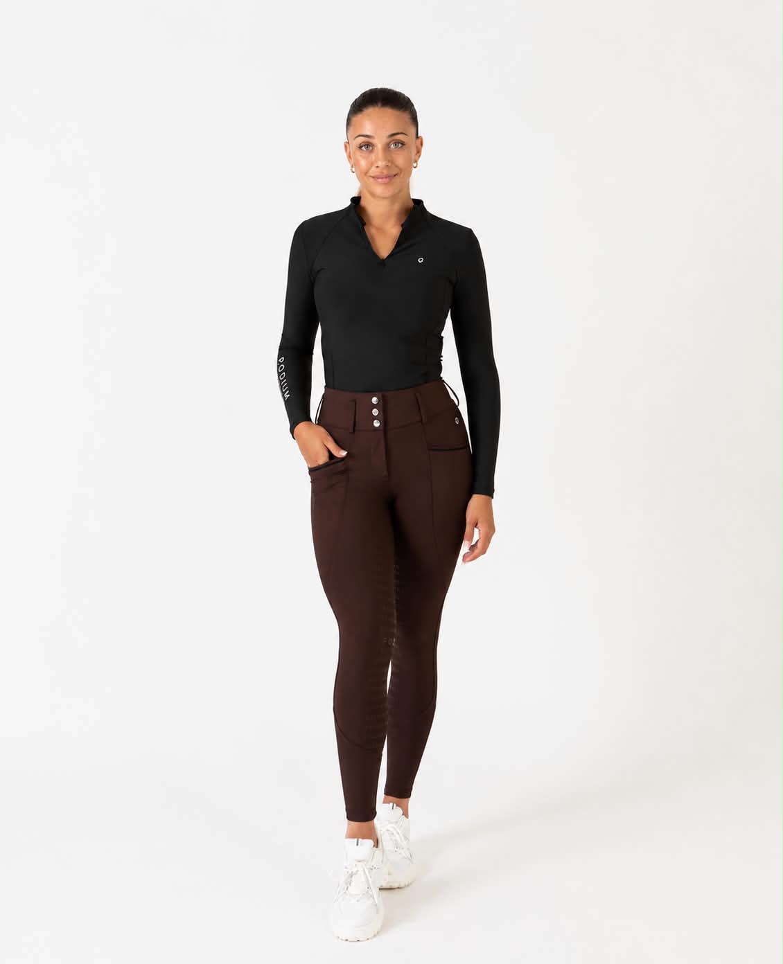Pro Tech Hybrid Breeches - Chocolate Brown/Black Trim