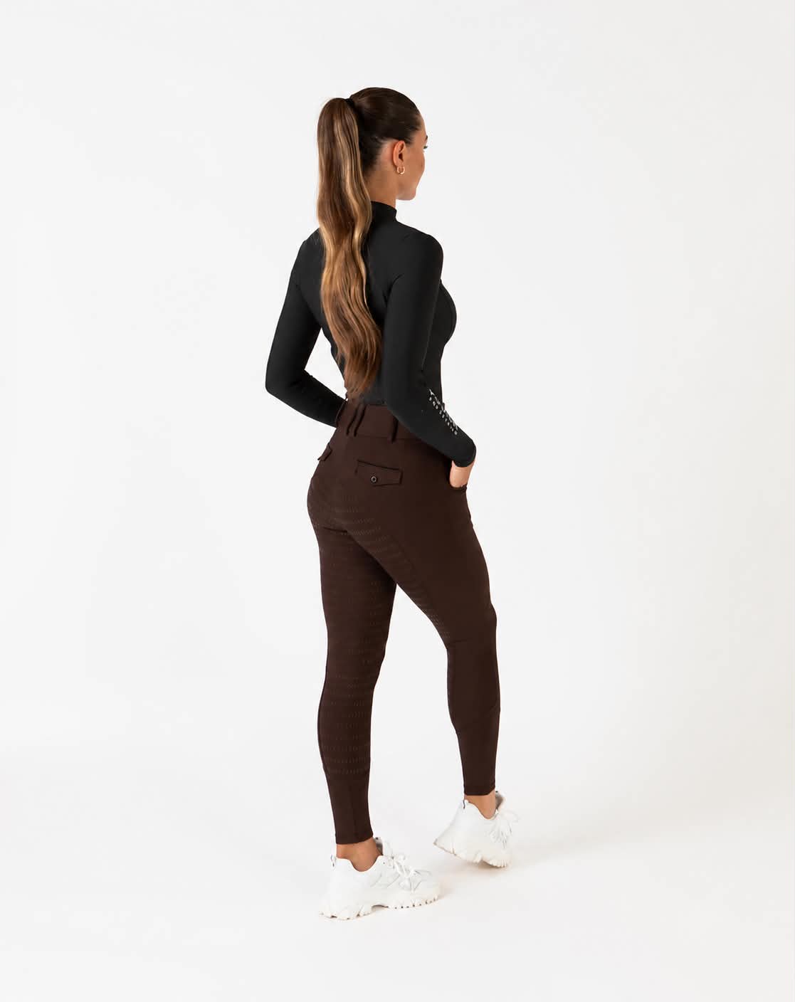 Pro Tech Hybrid Breeches - Chocolate Brown/Black Trim