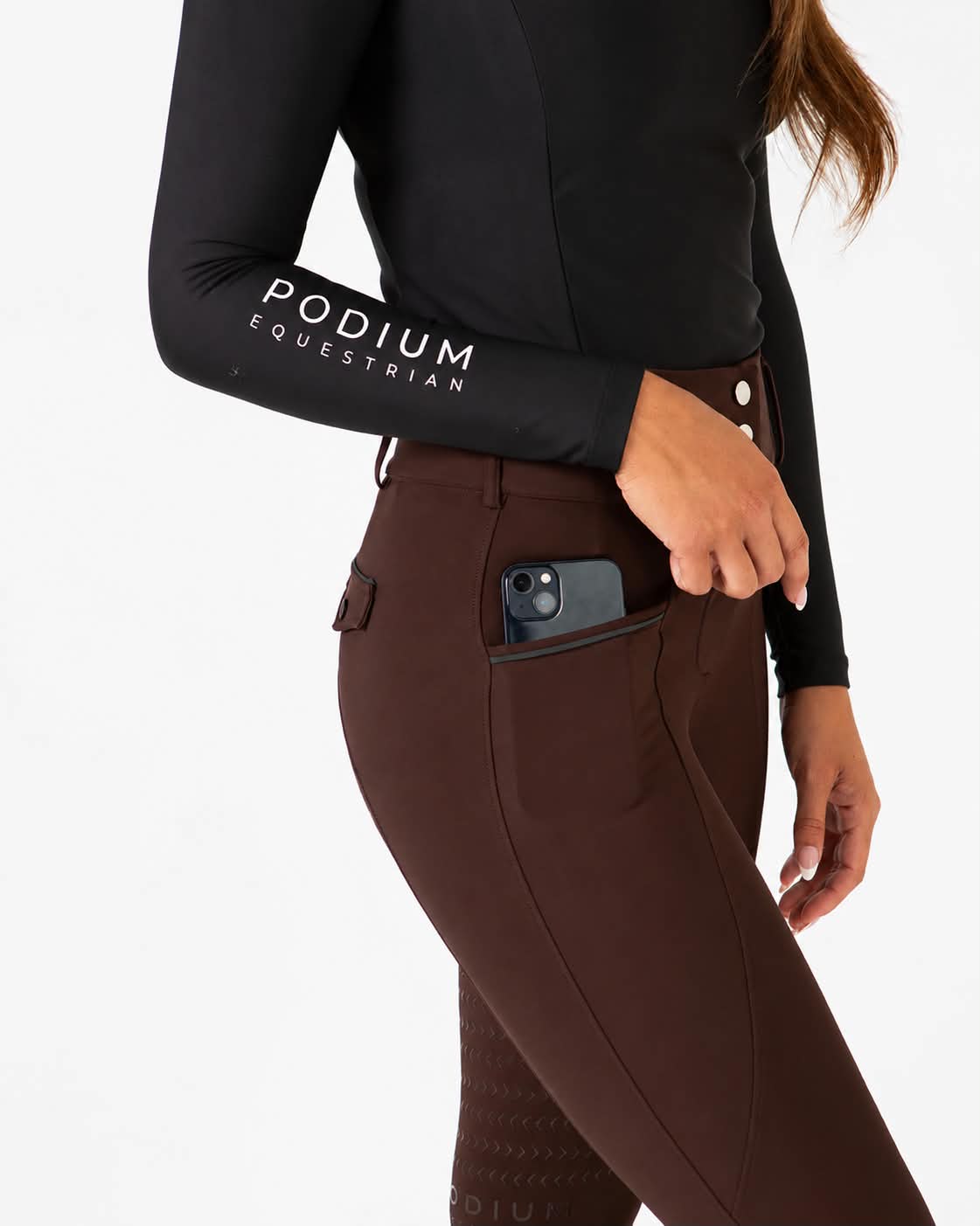 Pro Tech Hybrid Breeches - Chocolate Brown/Black Trim