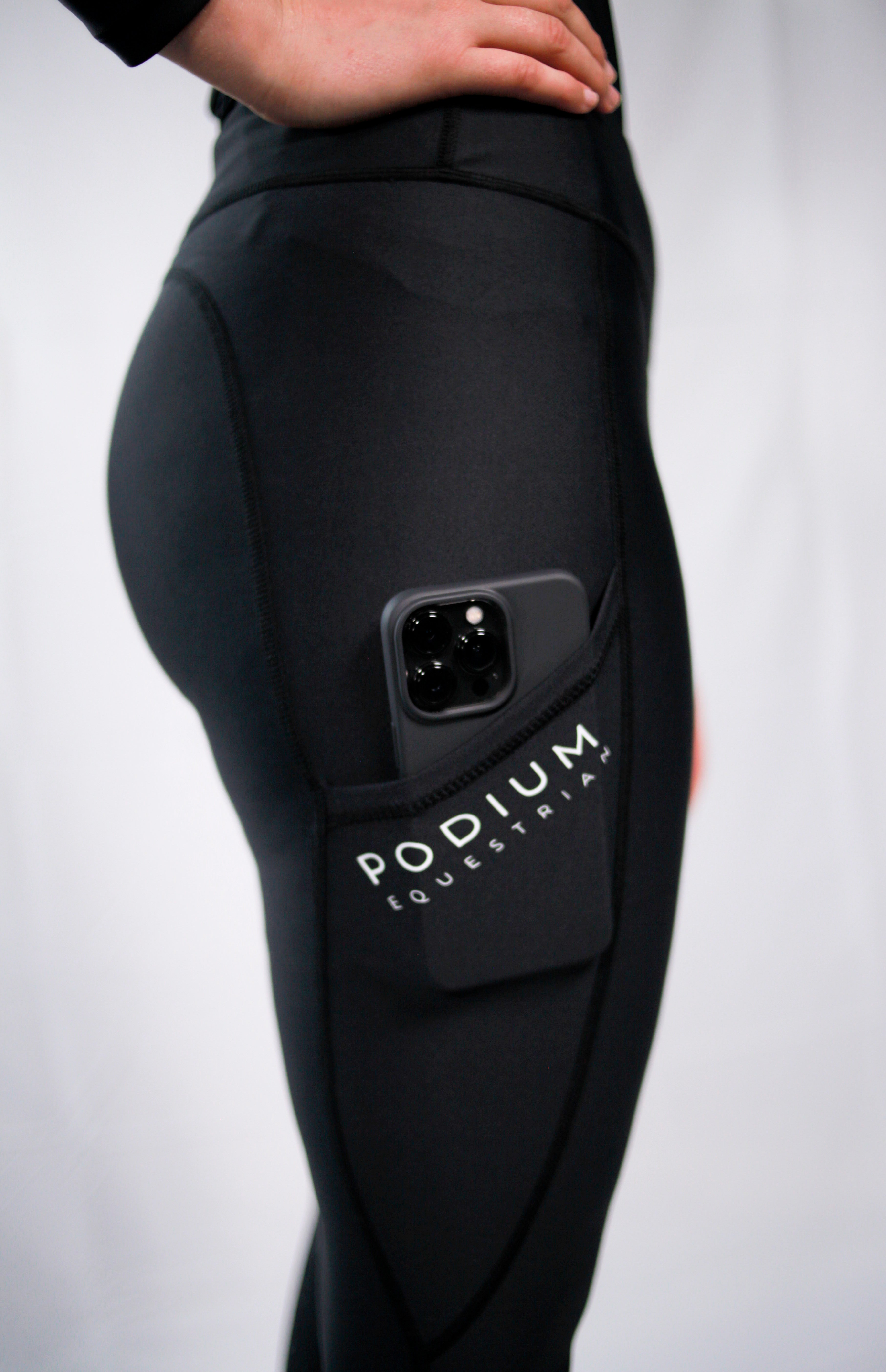 High Performance Horse Riding Tights with Pockets - Black