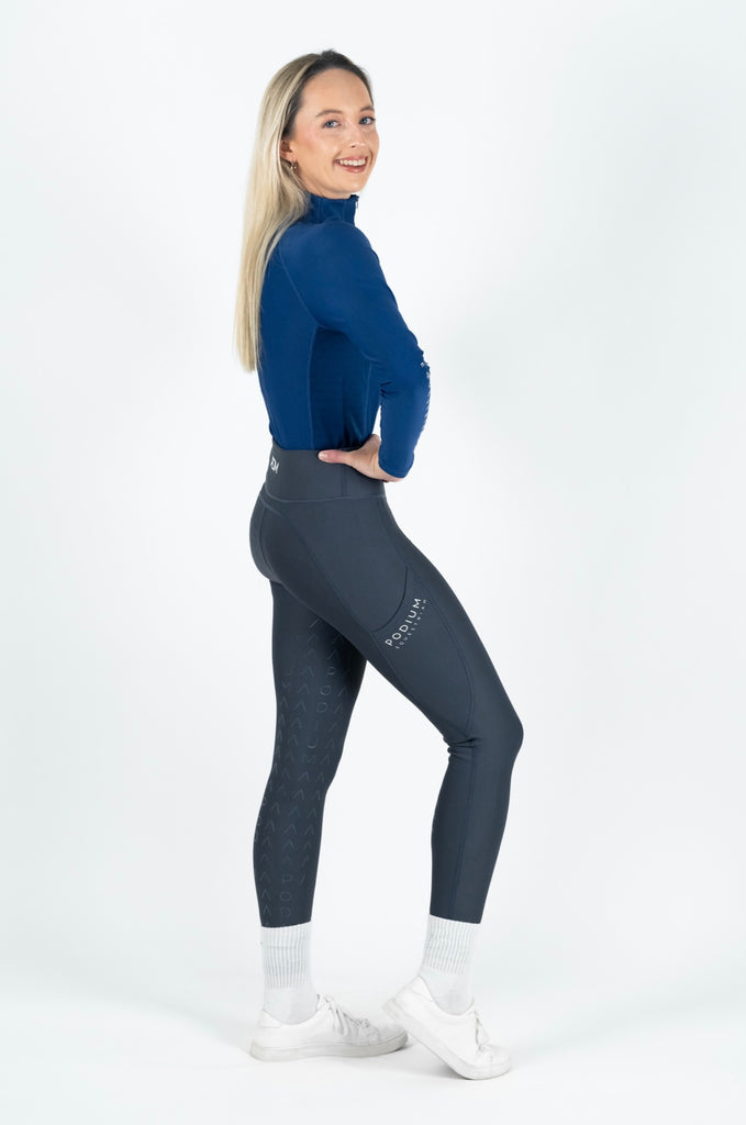 High Performance Riding Tights with Pockets - Steel Grey