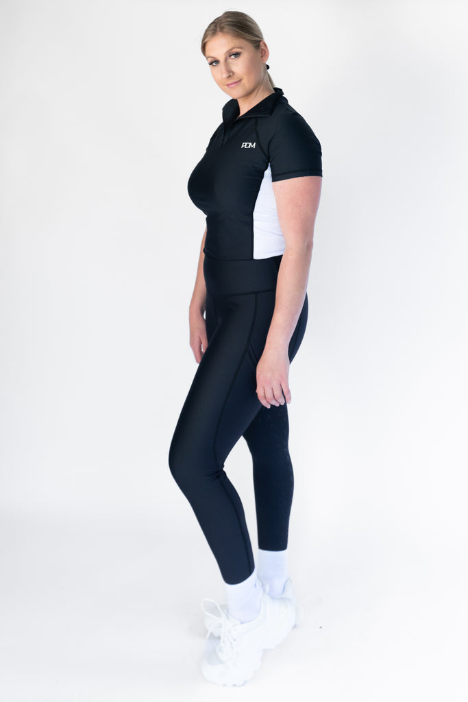 High Performance Horse Riding Tights with Pockets - Black