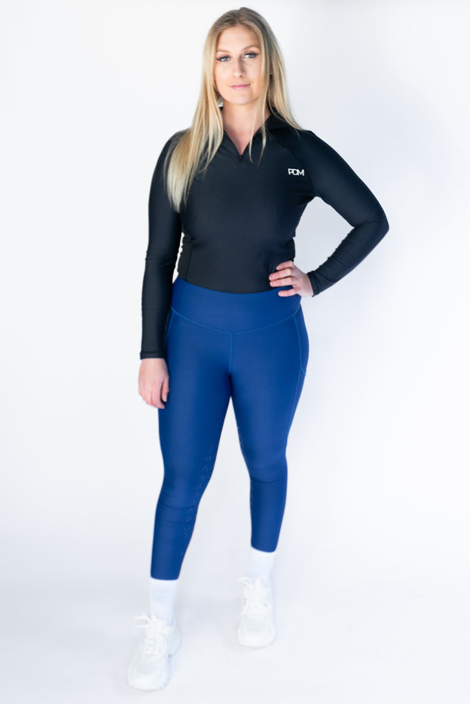 High Performance Horse Riding Tights with Pockets - Blue